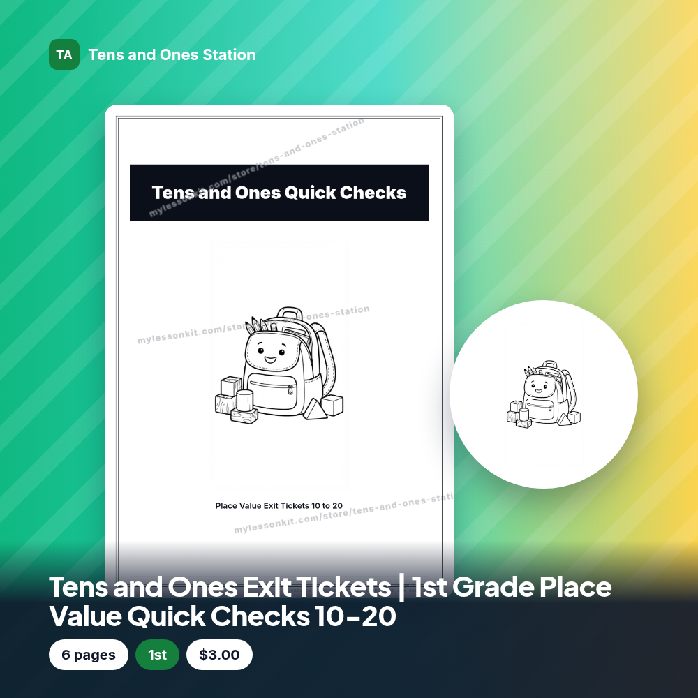 Tens and Ones Exit Tickets | 1st Grade Place Value Quick Checks 10-20