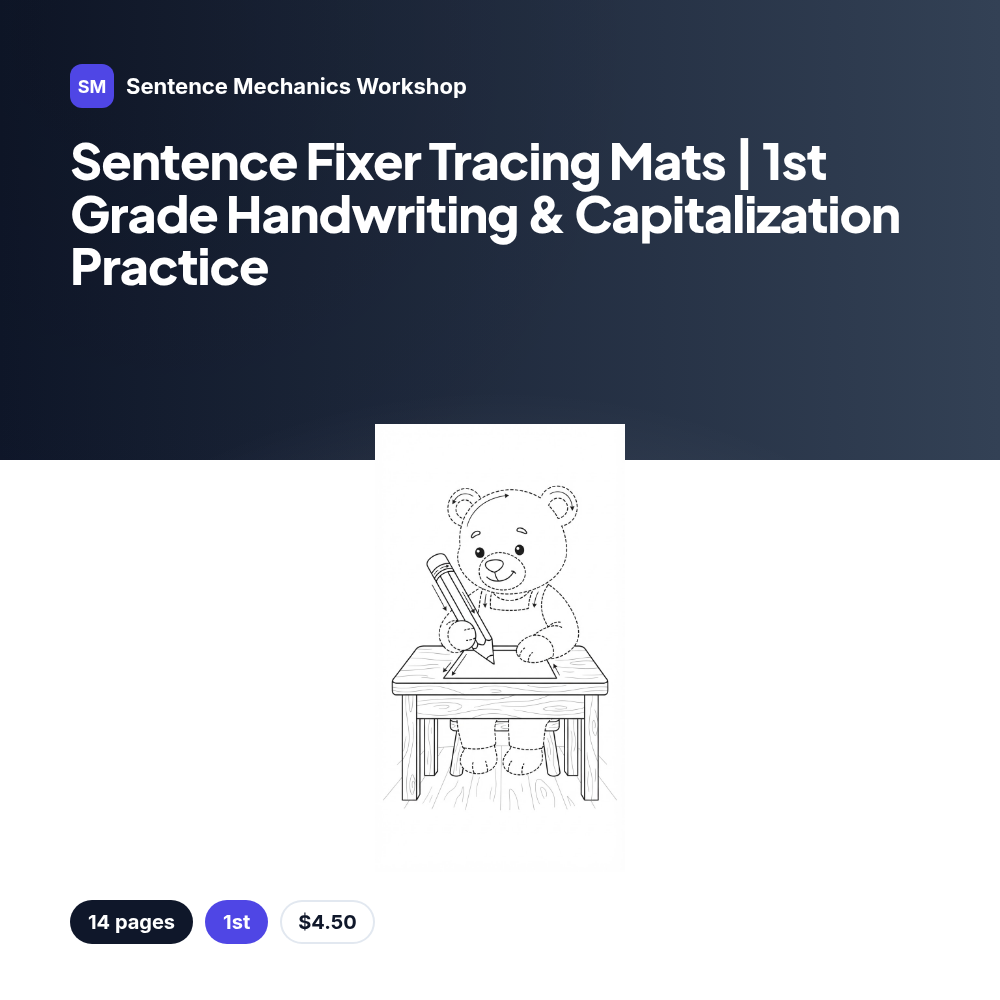 Sentence Fixer Tracing Mats | 1st Grade Handwriting & Capitalization Practice