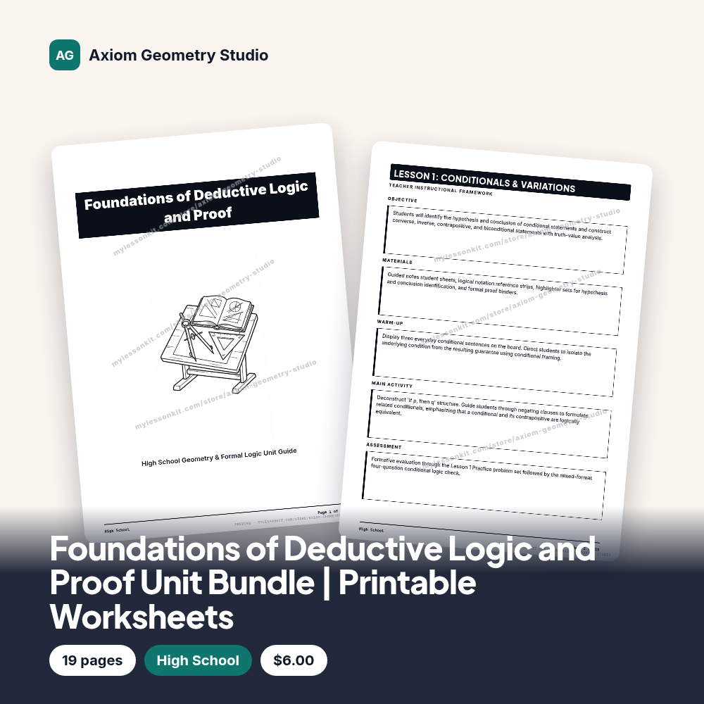 Foundations of Deductive Logic and Proof Unit Bundle | Printable Worksheets