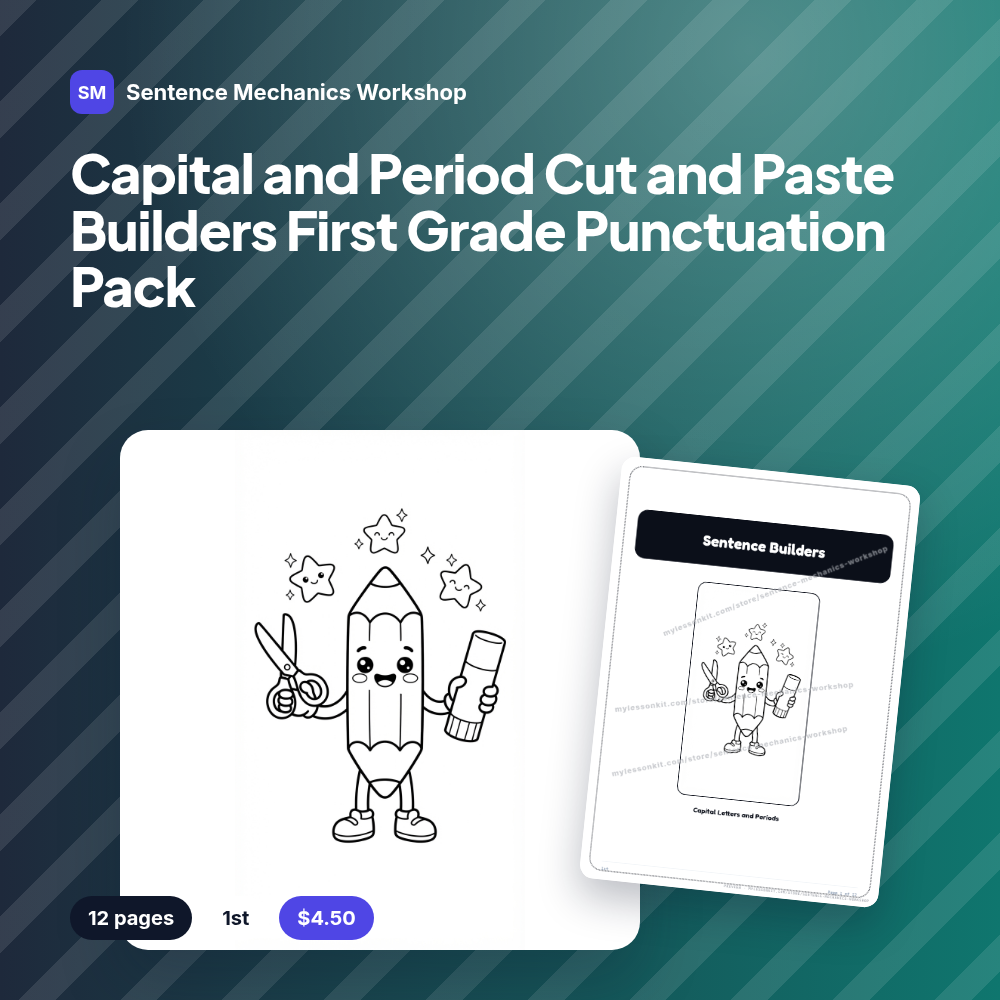 Capital and Period Cut and Paste Builders First Grade Punctuation Pack