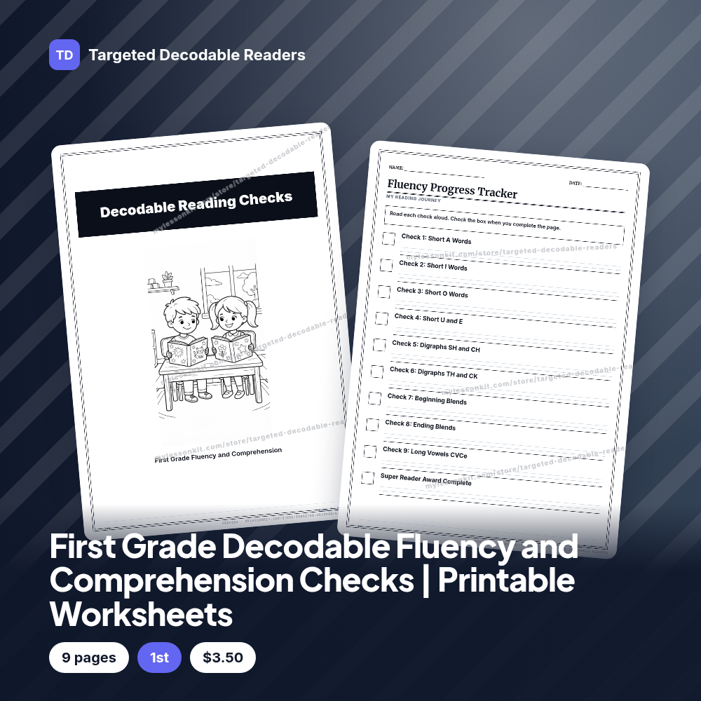 First Grade Decodable Fluency and Comprehension Checks | Printable Worksheets