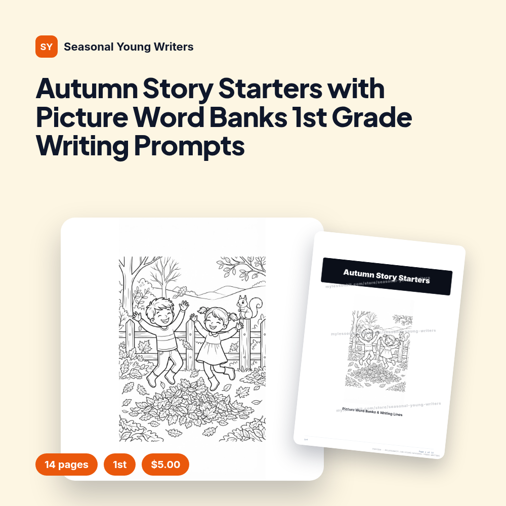 Autumn Story Starters with Picture Word Banks 1st Grade Writing Prompts