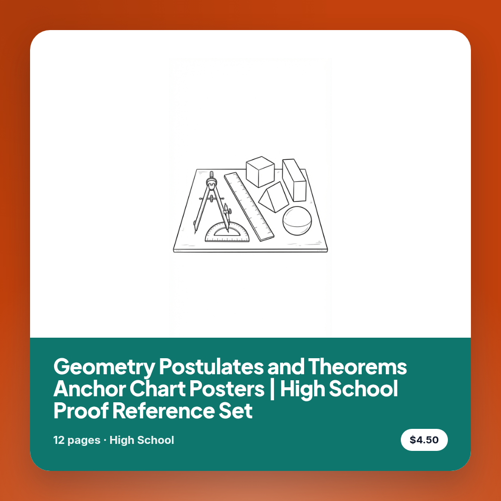 Geometry Postulates and Theorems Anchor Chart Posters | High School Proof Reference Set