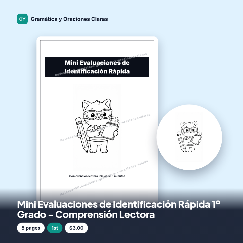 Mini Evaluaciones de Identificación Rápida 1º Grado - Comprensión Lectora