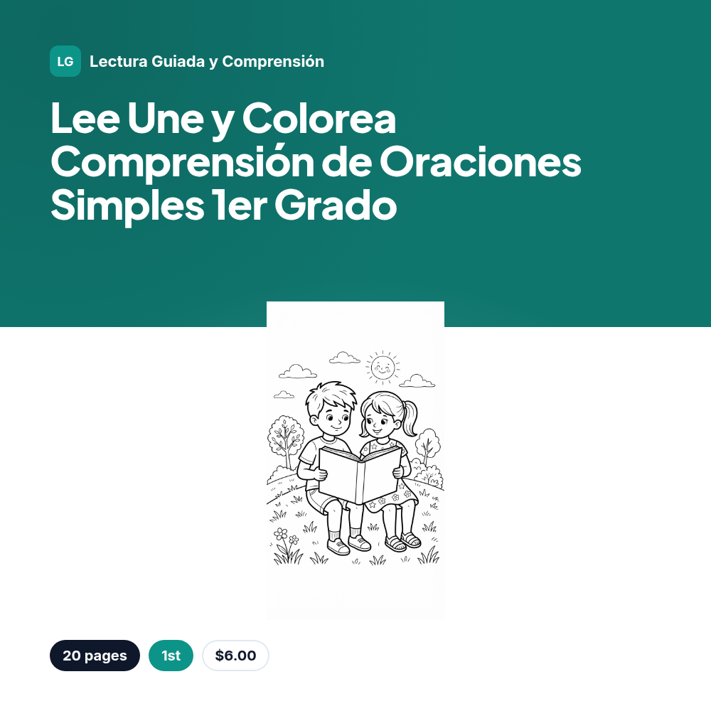 Lee Une y Colorea Comprensión de Oraciones Simples 1er Grado