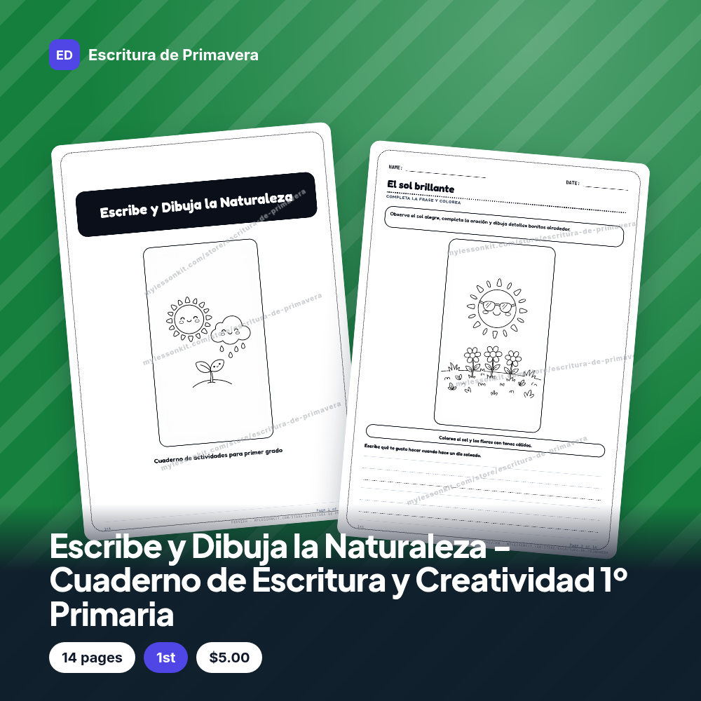 Escribe y Dibuja la Naturaleza - Cuaderno de Escritura y Creatividad 1º Primaria
