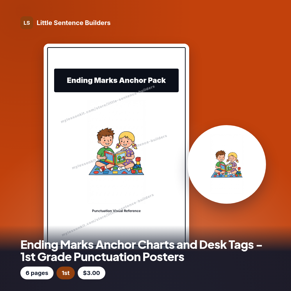 Ending Marks Anchor Charts and Desk Tags - 1st Grade Punctuation Posters