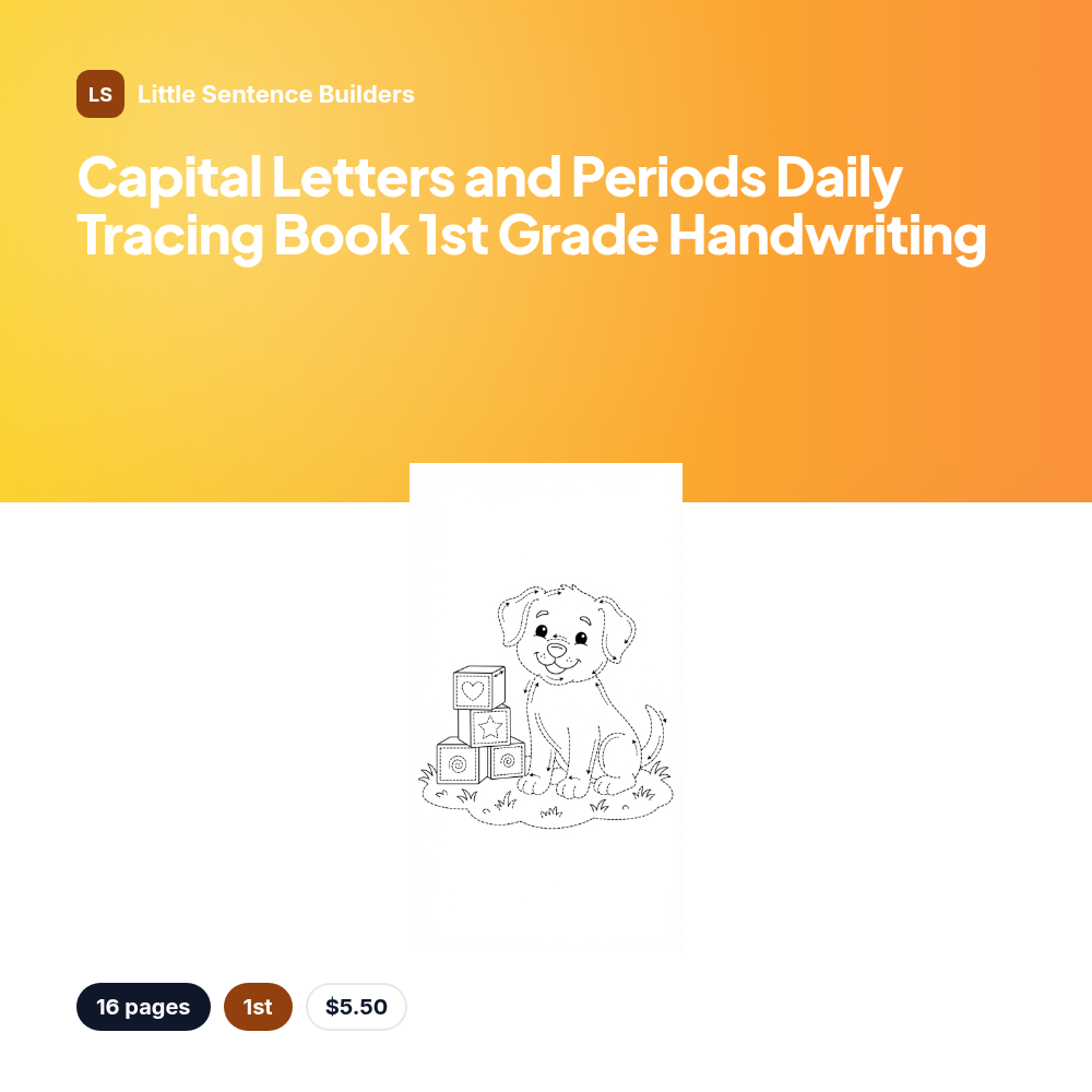 Capital Letters and Periods Daily Tracing Book 1st Grade Handwriting