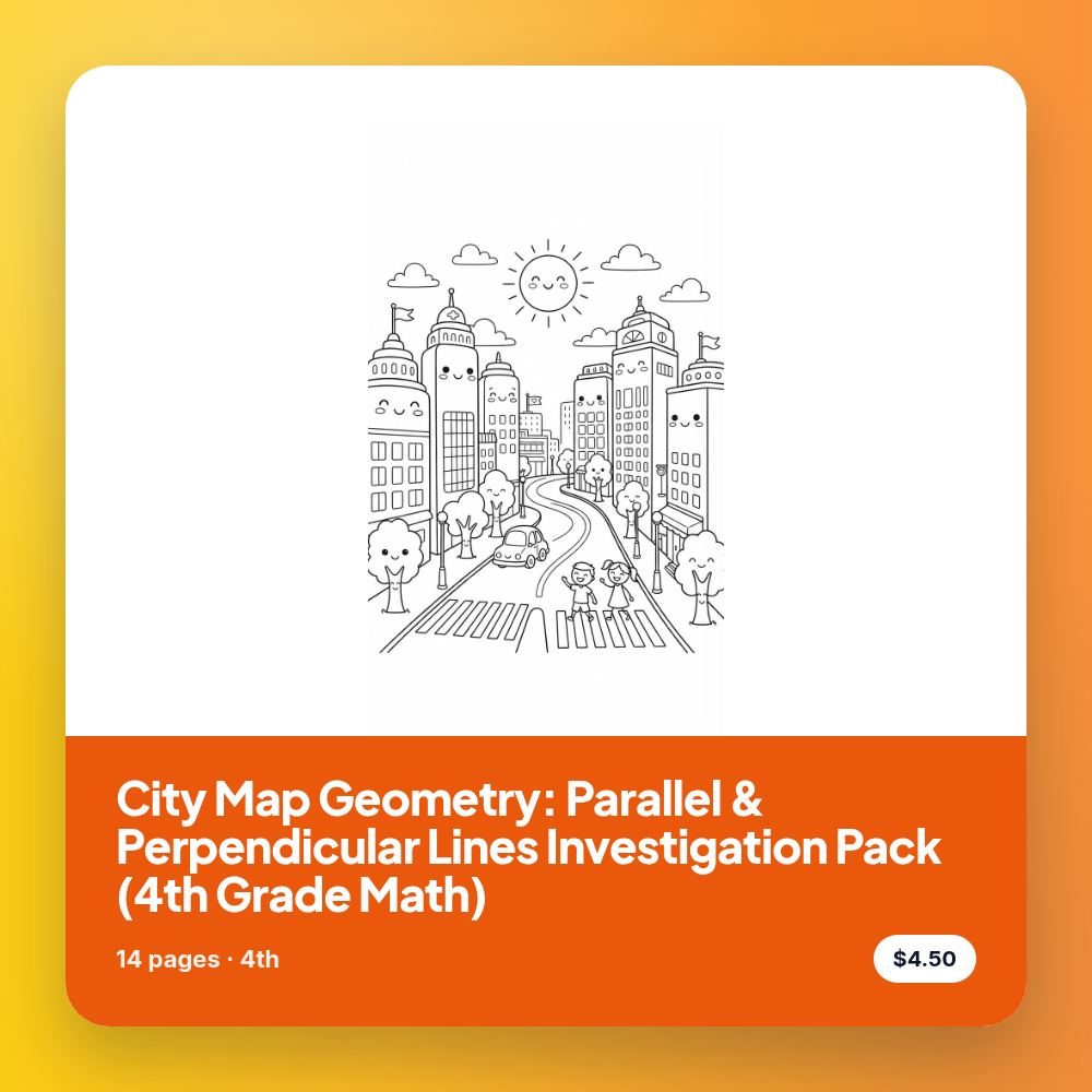 City Map Geometry: Parallel & Perpendicular Lines Investigation Pack (4th Grade Math)