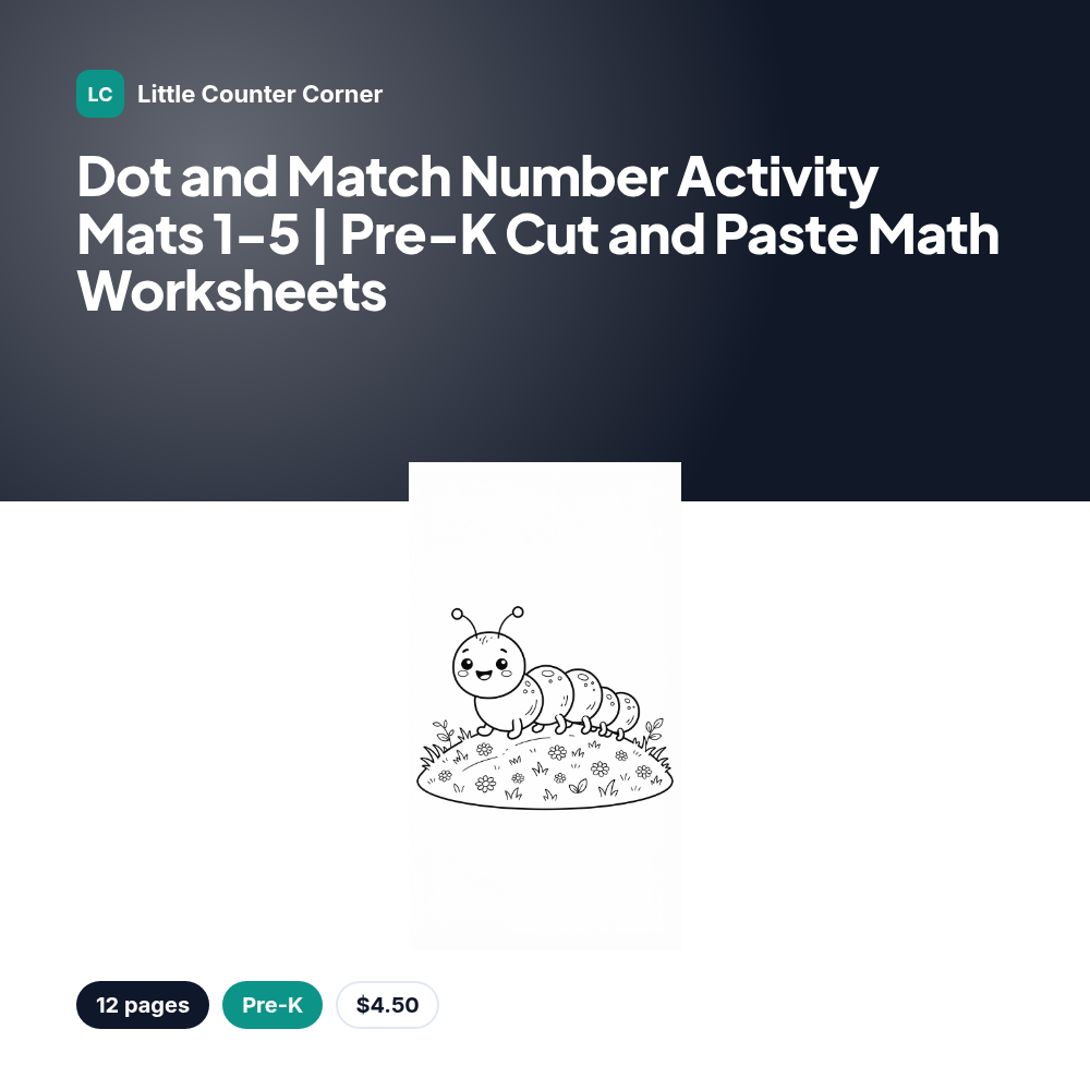 Dot and Match Number Activity Mats 1-5 | Pre-K Cut and Paste Math Worksheets