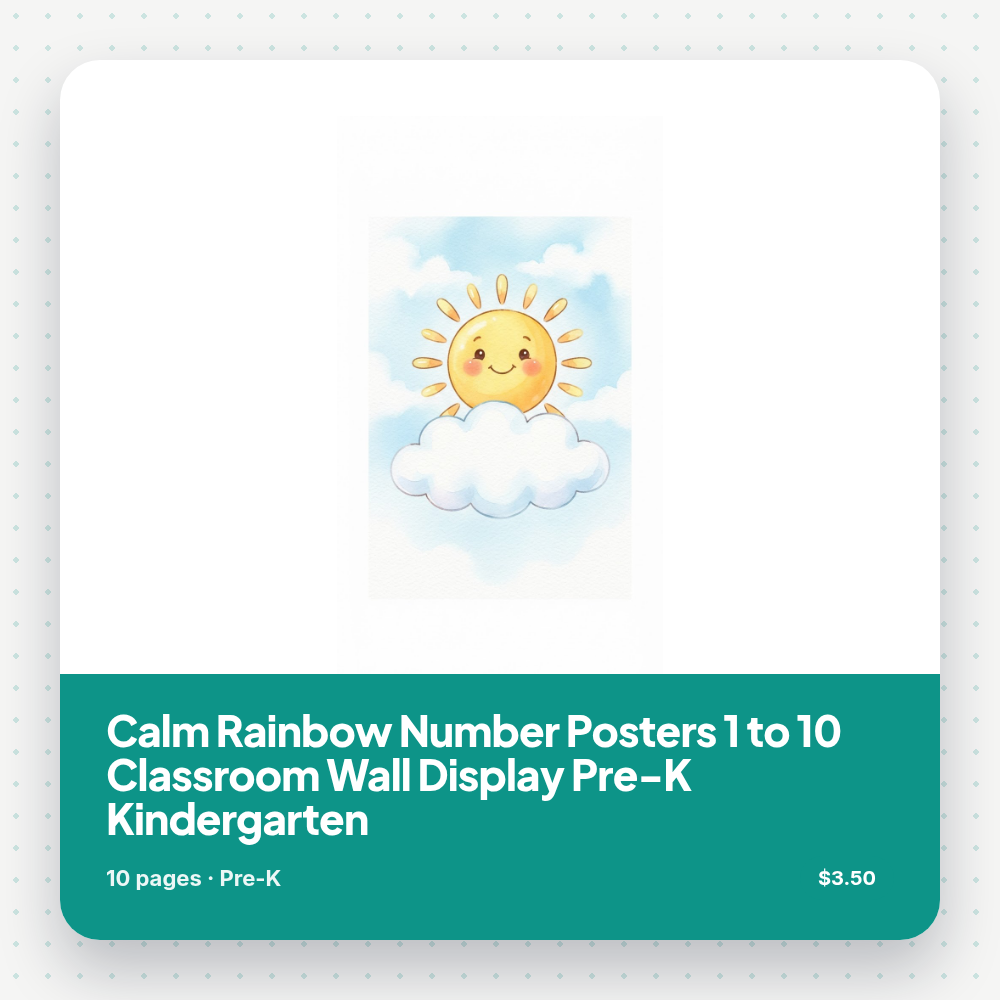 Calm Rainbow Number Posters 1 to 10 Classroom Wall Display Pre-K Kindergarten