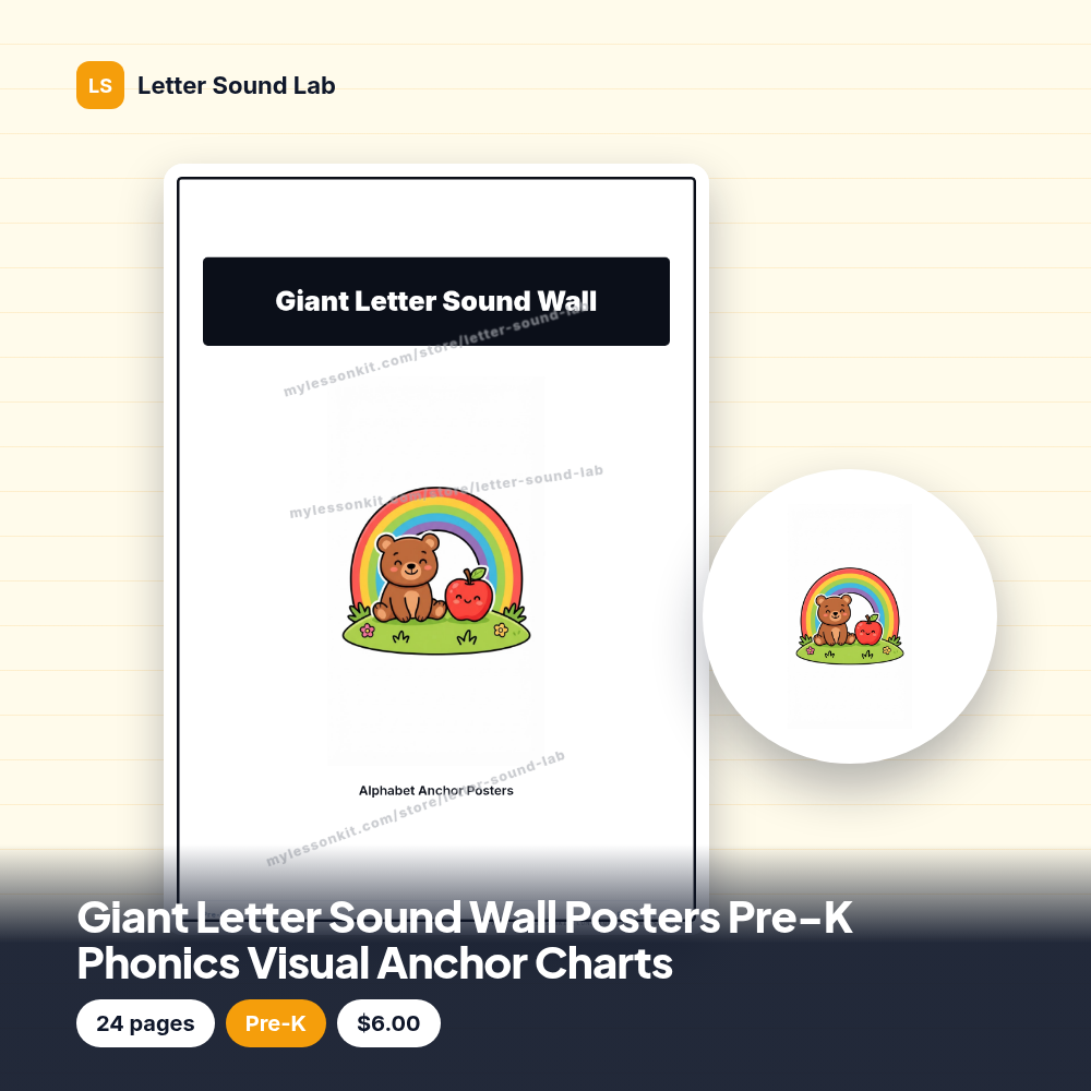 Giant Letter Sound Wall Posters Pre-K Phonics Visual Anchor Charts