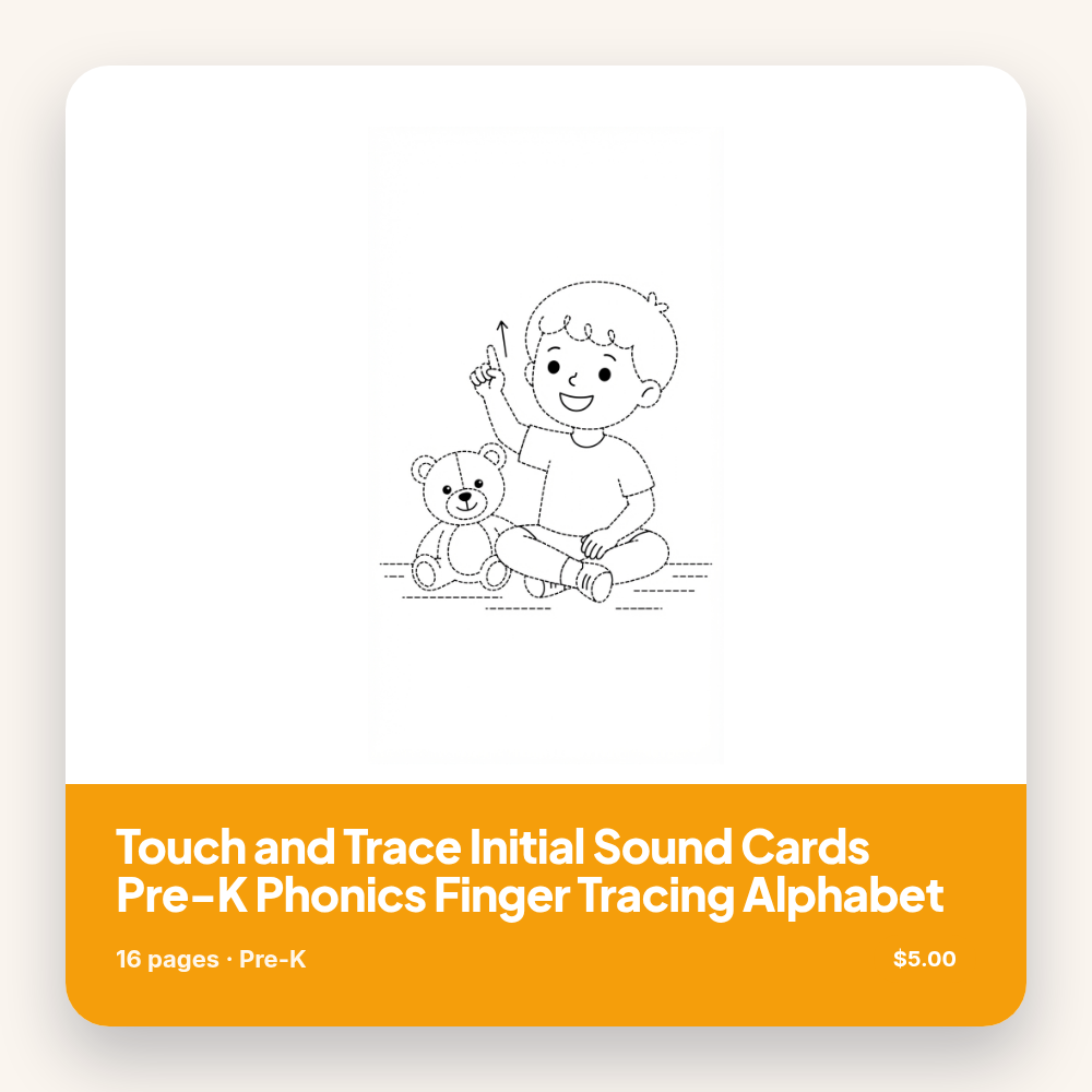 Touch and Trace Initial Sound Cards Pre-K Phonics Finger Tracing Alphabet