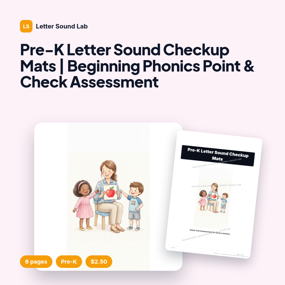 Pre-K Letter Sound Checkup Mats | Beginning Phonics Point & Check Assessment