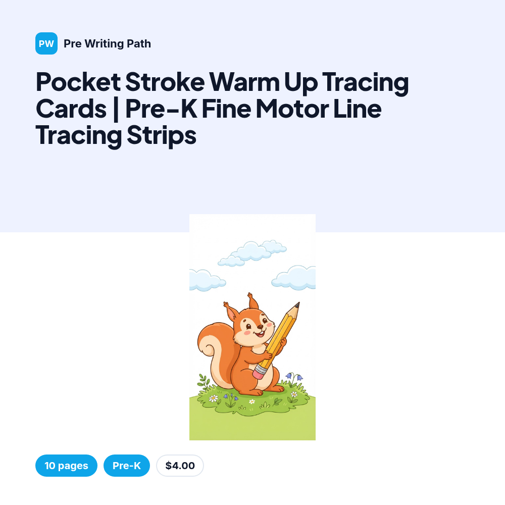 Pocket Stroke Warm Up Tracing Cards | Pre-K Fine Motor Line Tracing Strips