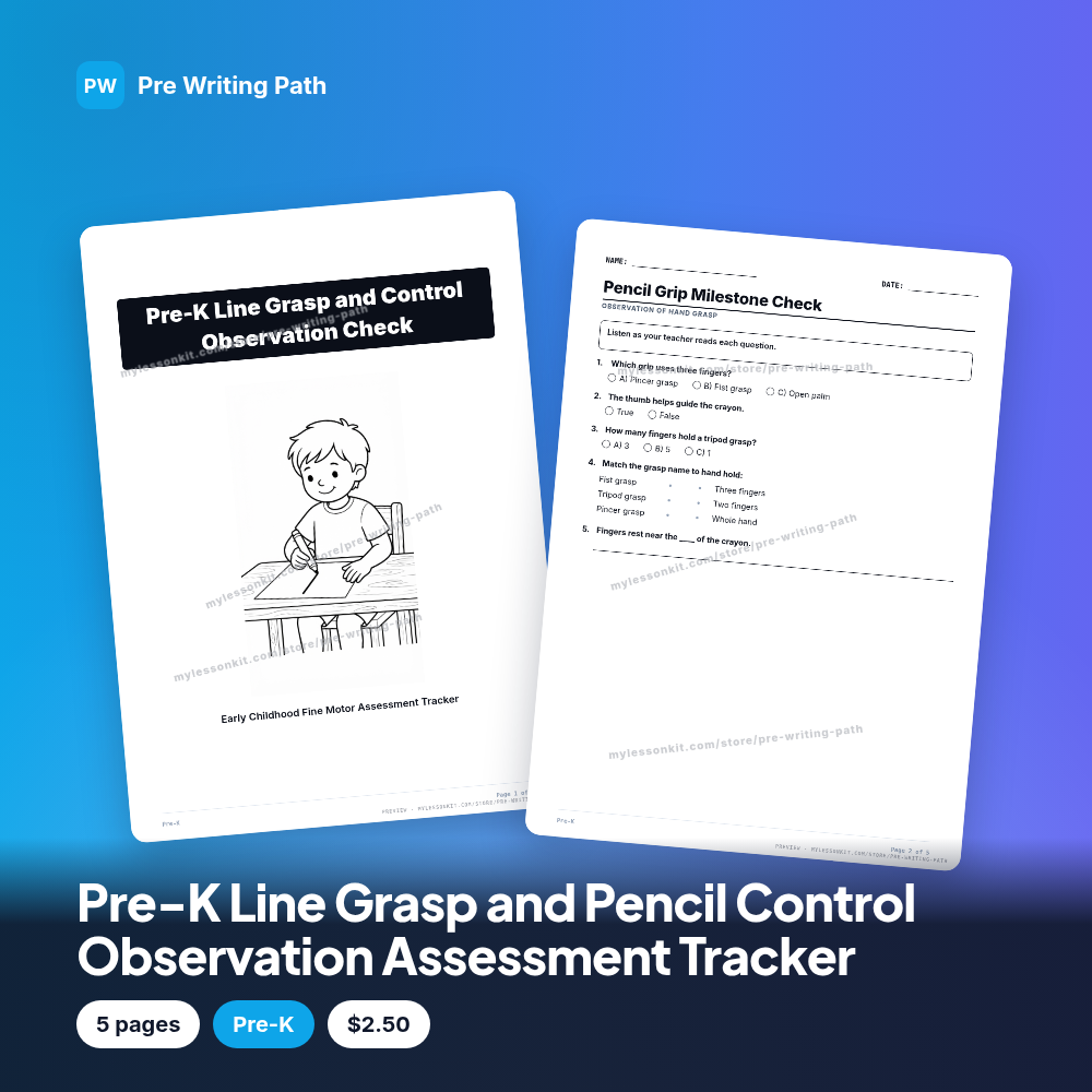 Pre-K Line Grasp and Pencil Control Observation Assessment Tracker