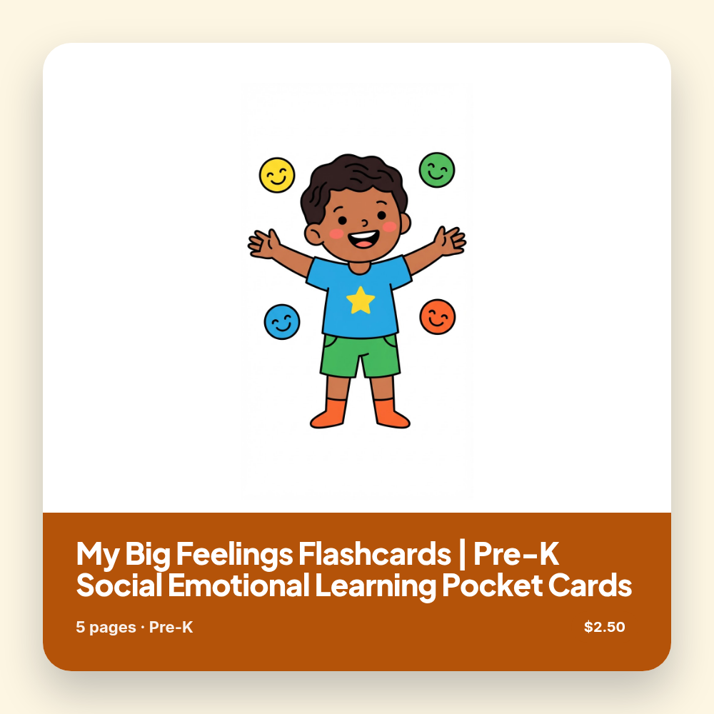 My Big Feelings Flashcards | Pre-K Social Emotional Learning Pocket Cards