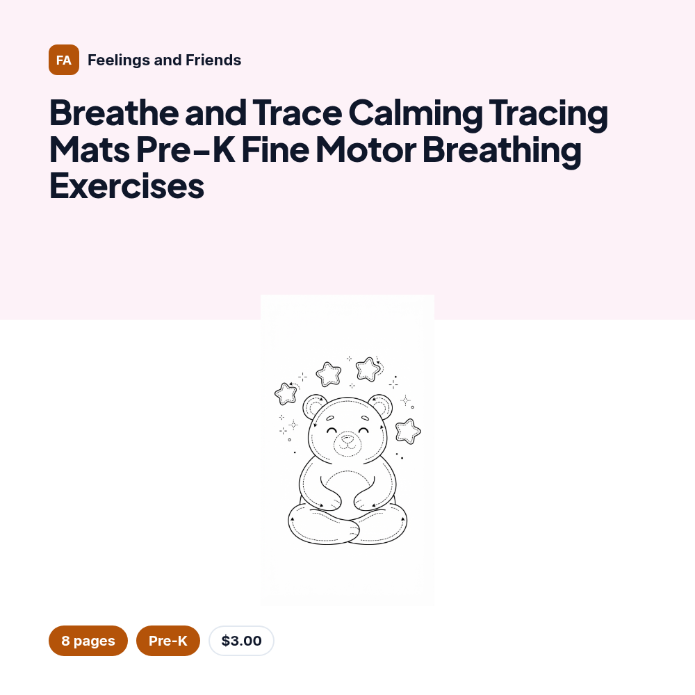 Breathe and Trace Calming Tracing Mats Pre-K Fine Motor Breathing Exercises