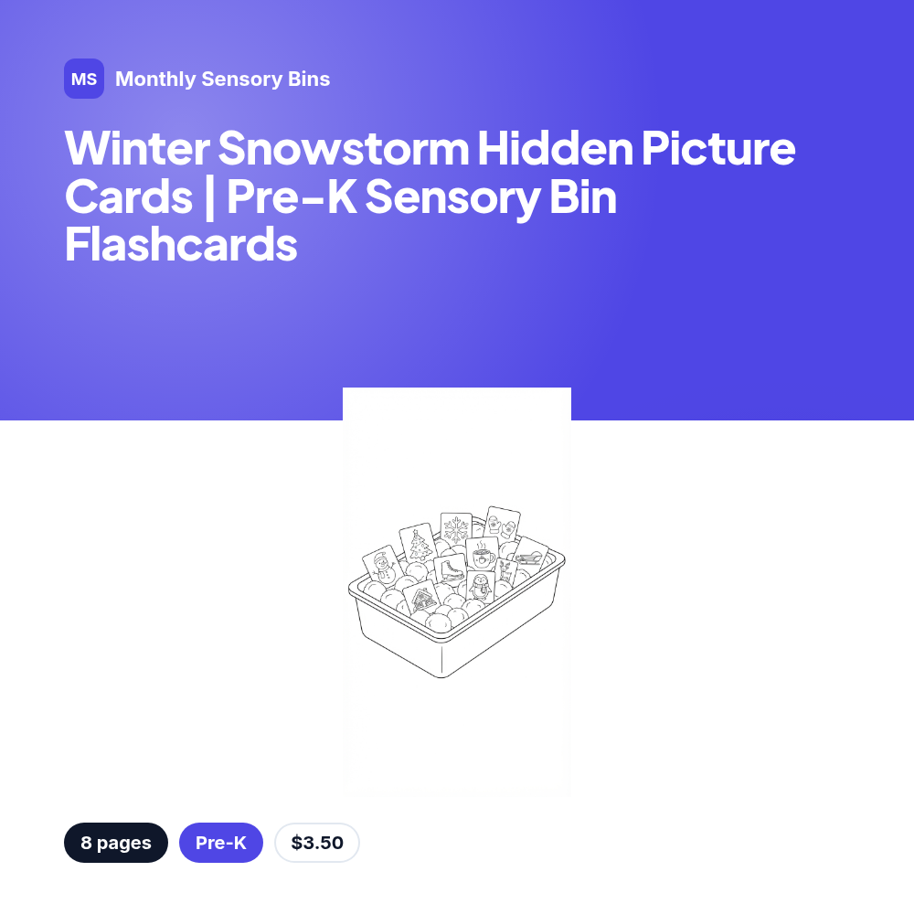 Winter Snowstorm Hidden Picture Cards | Pre-K Sensory Bin Flashcards