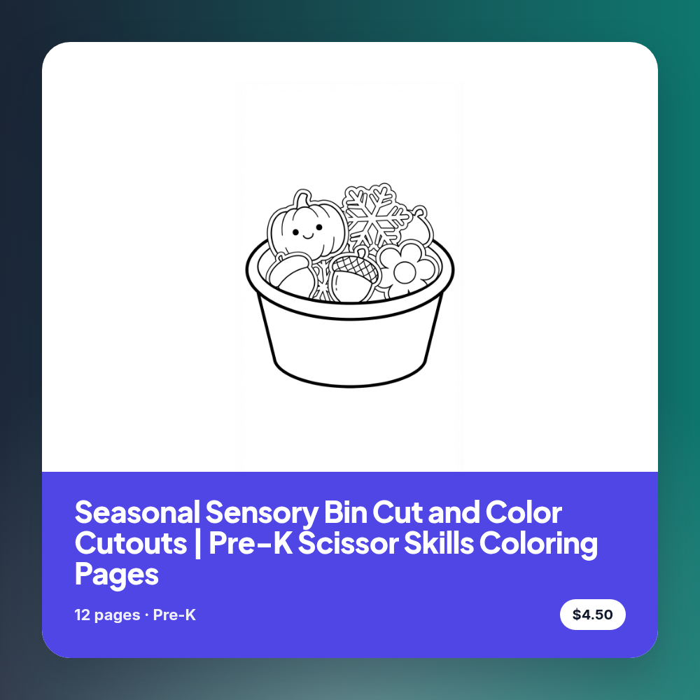 Seasonal Sensory Bin Cut and Color Cutouts | Pre-K Scissor Skills Coloring Pages