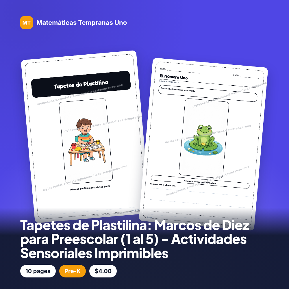 Tapetes de Plastilina: Marcos de Diez para Preescolar (1 al 5) - Actividades Sensoriales Imprimibles