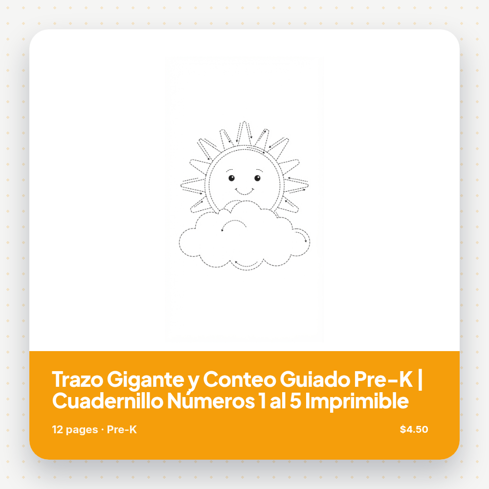 Trazo Gigante y Conteo Guiado Pre-K | Cuadernillo Números 1 al 5 Imprimible