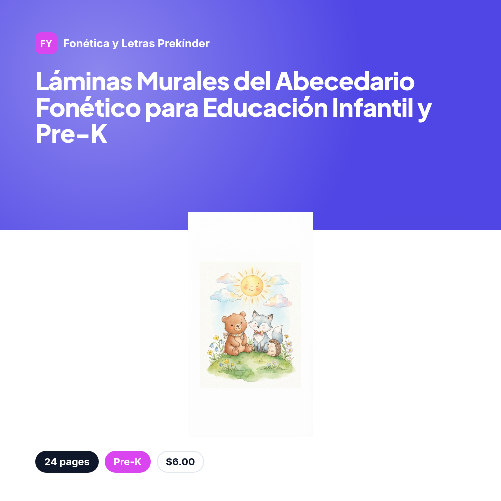 Láminas Murales del Abecedario Fonético para Educación Infantil y Pre-K