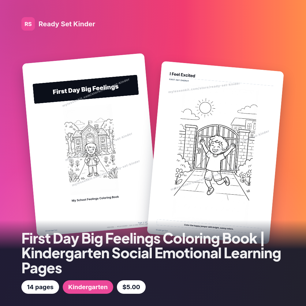 First Day Big Feelings Coloring Book | Kindergarten Social Emotional Learning Pages