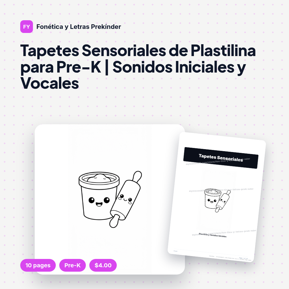 Tapetes Sensoriales de Plastilina para Pre-K | Sonidos Iniciales y Vocales