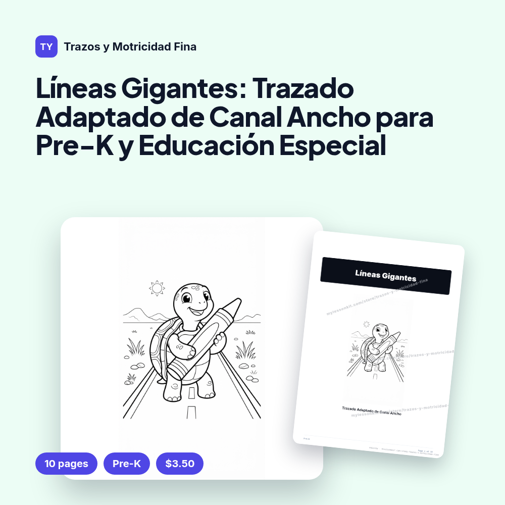 Líneas Gigantes: Trazado Adaptado de Canal Ancho para Pre-K y Educación Especial