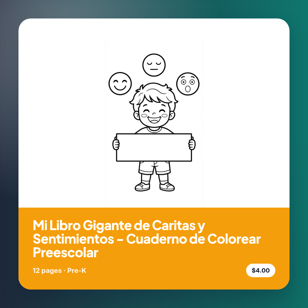 Mi Libro Gigante de Caritas y Sentimientos - Cuaderno de Colorear Preescolar