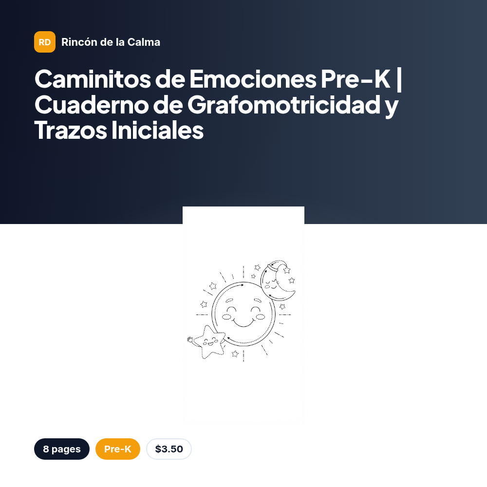 Caminitos de Emociones Pre-K | Cuaderno de Grafomotricidad y Trazos Iniciales
