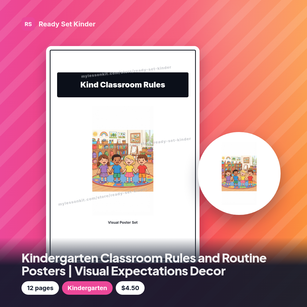 Kindergarten Classroom Rules and Routine Posters | Visual Expectations Decor