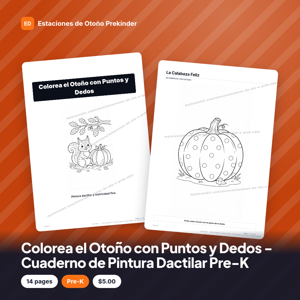 Colorea el Otoño con Puntos y Dedos - Cuaderno de Pintura Dactilar Pre-K