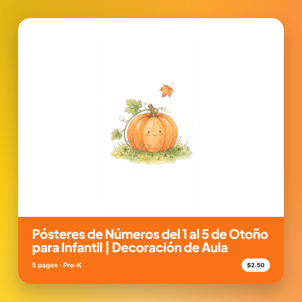 Pósteres de Números del 1 al 5 de Otoño para Infantil | Decoración de Aula