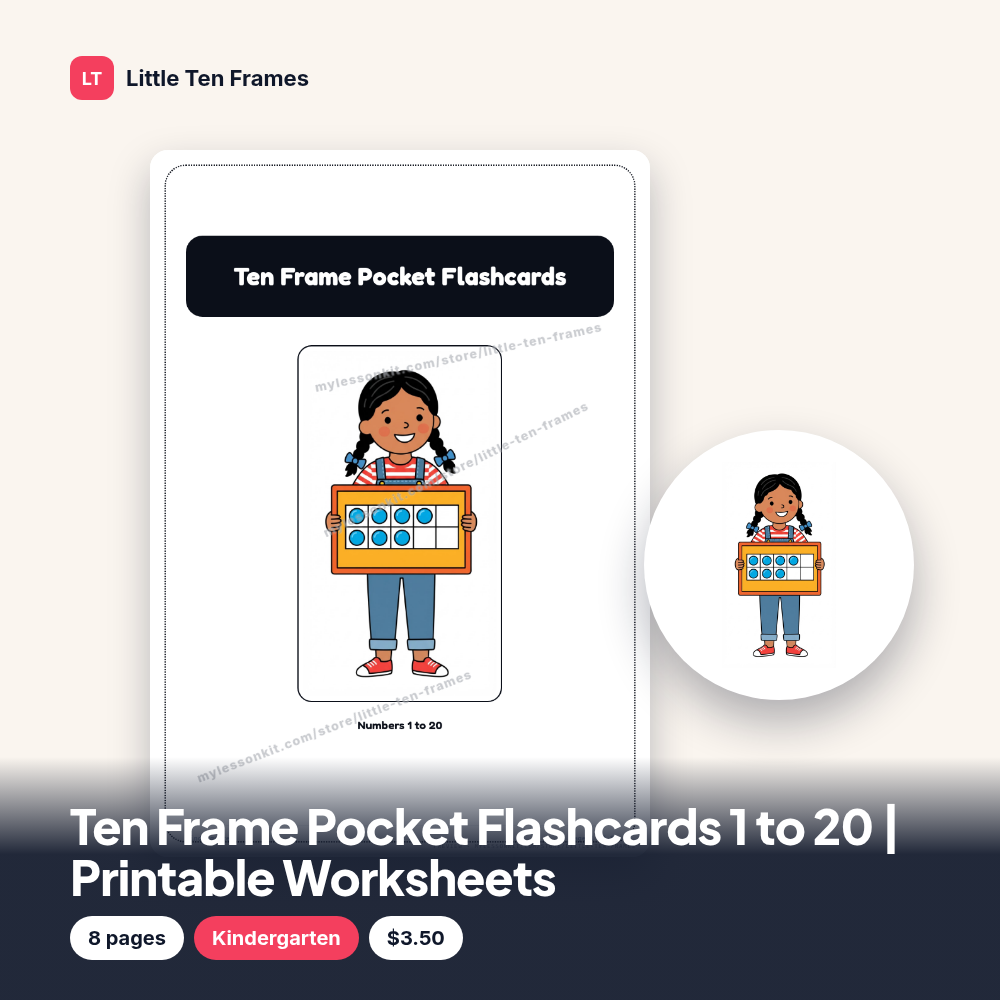 Ten Frame Pocket Flashcards 1 to 20 | Printable Worksheets