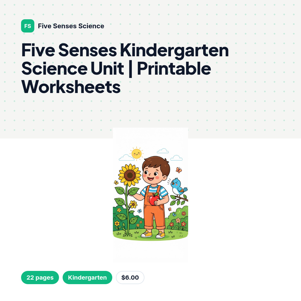 Five Senses Kindergarten Science Unit | Printable Worksheets