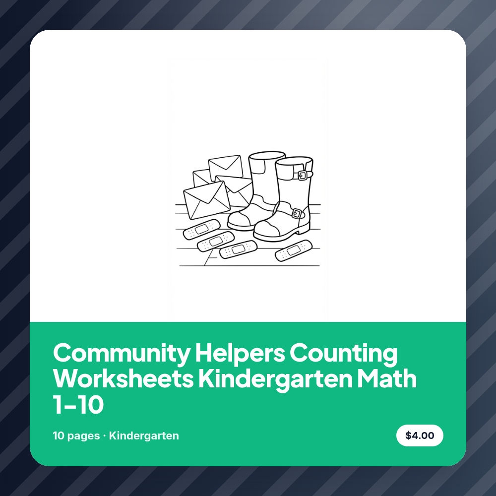 Community Helpers Counting Worksheets Kindergarten Math 1-10