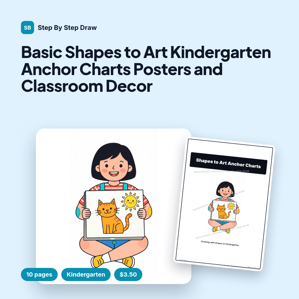 Basic Shapes to Art Kindergarten Anchor Charts Posters and Classroom Decor