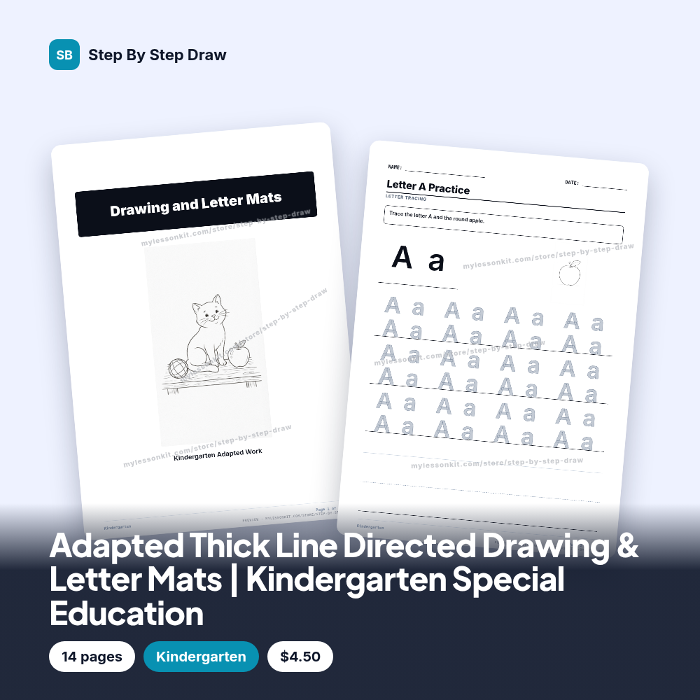 Adapted Thick Line Directed Drawing & Letter Mats | Kindergarten Special Education