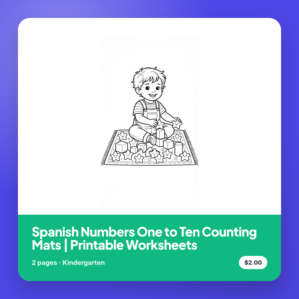 Spanish Numbers One to Ten Counting Mats | Printable Worksheets