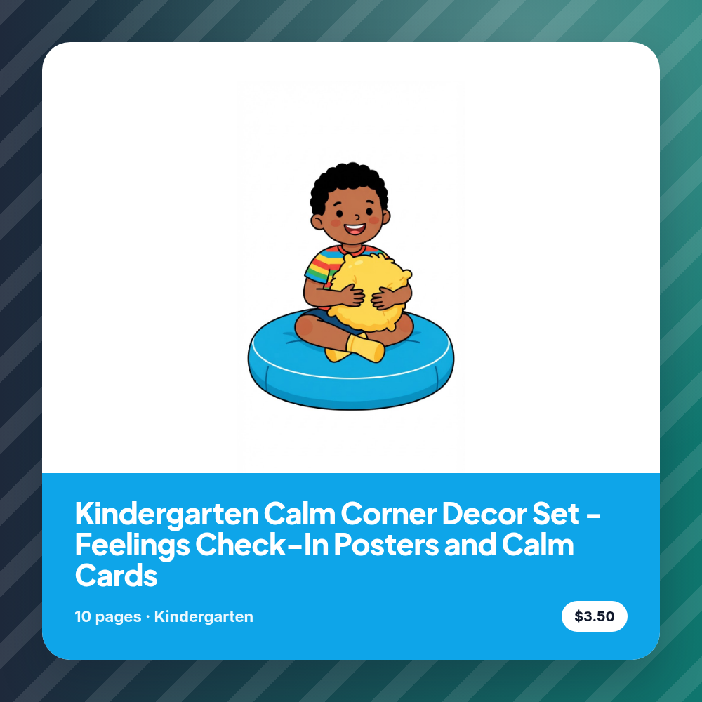 Kindergarten Calm Corner Decor Set - Feelings Check-In Posters and Calm Cards