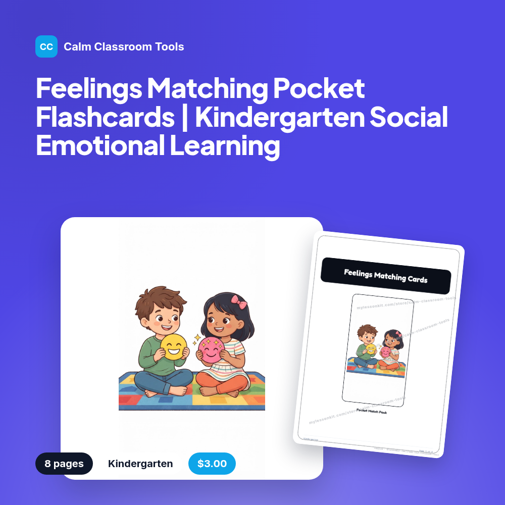 Feelings Matching Pocket Flashcards | Kindergarten Social Emotional Learning