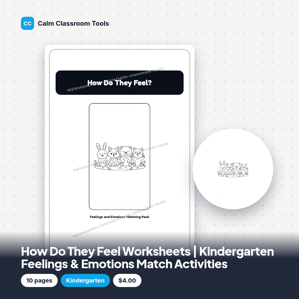 How Do They Feel Worksheets | Kindergarten Feelings & Emotions Match Activities