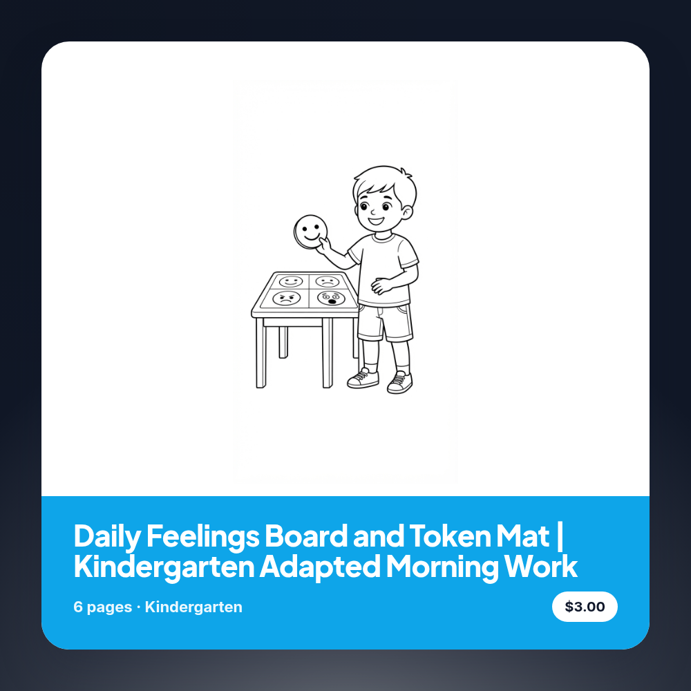 Daily Feelings Board and Token Mat | Kindergarten Adapted Morning Work