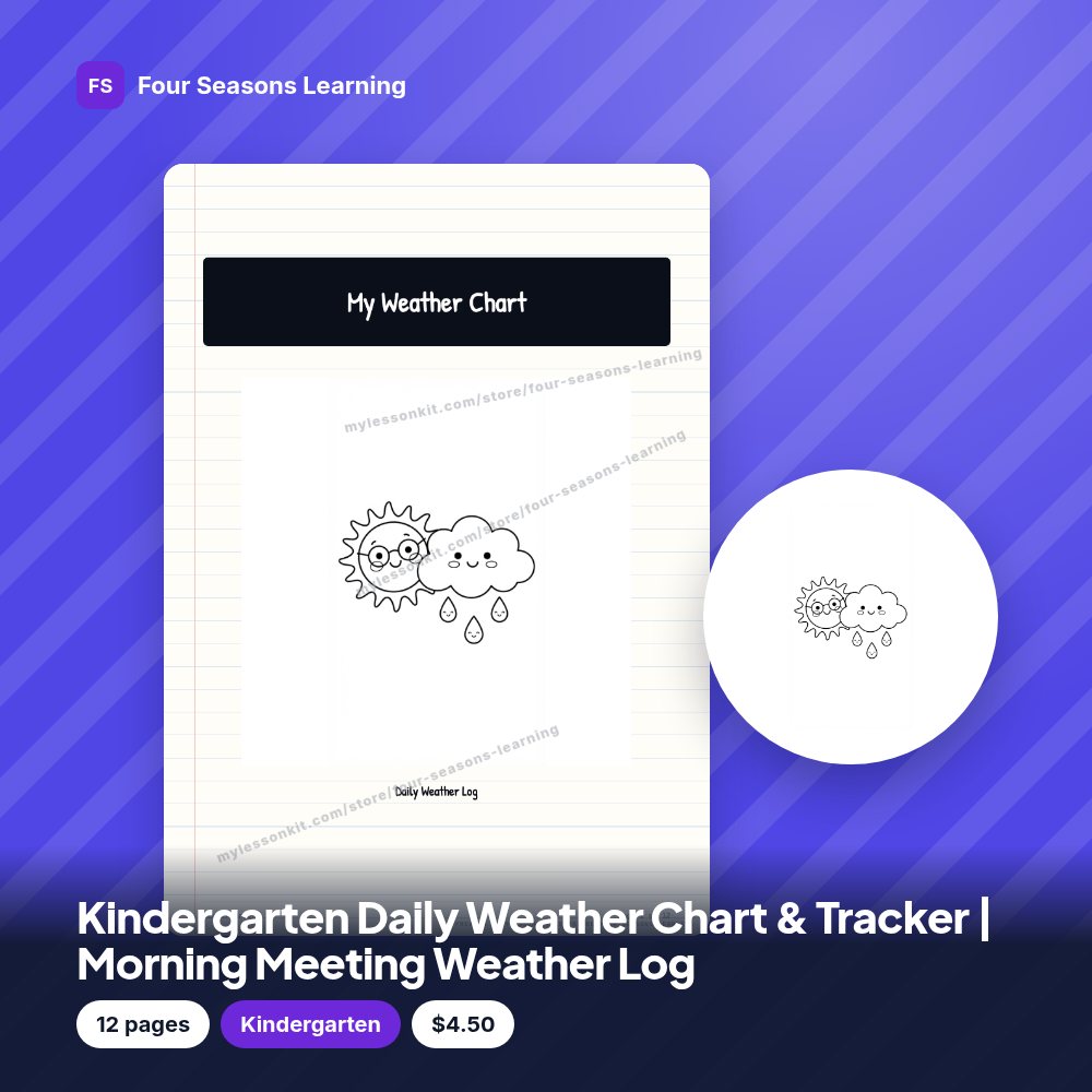 Kindergarten Daily Weather Chart & Tracker | Morning Meeting Weather Log