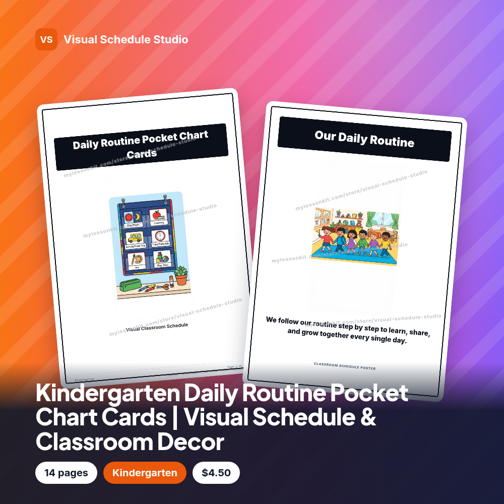 Kindergarten Daily Routine Pocket Chart Cards | Visual Schedule & Classroom Decor