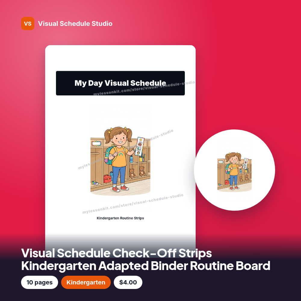 Visual Schedule Check-Off Strips Kindergarten Adapted Binder Routine Board