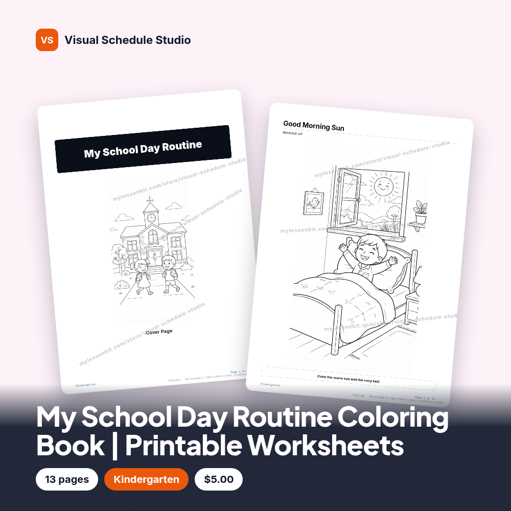 My School Day Routine Coloring Book | Printable Worksheets