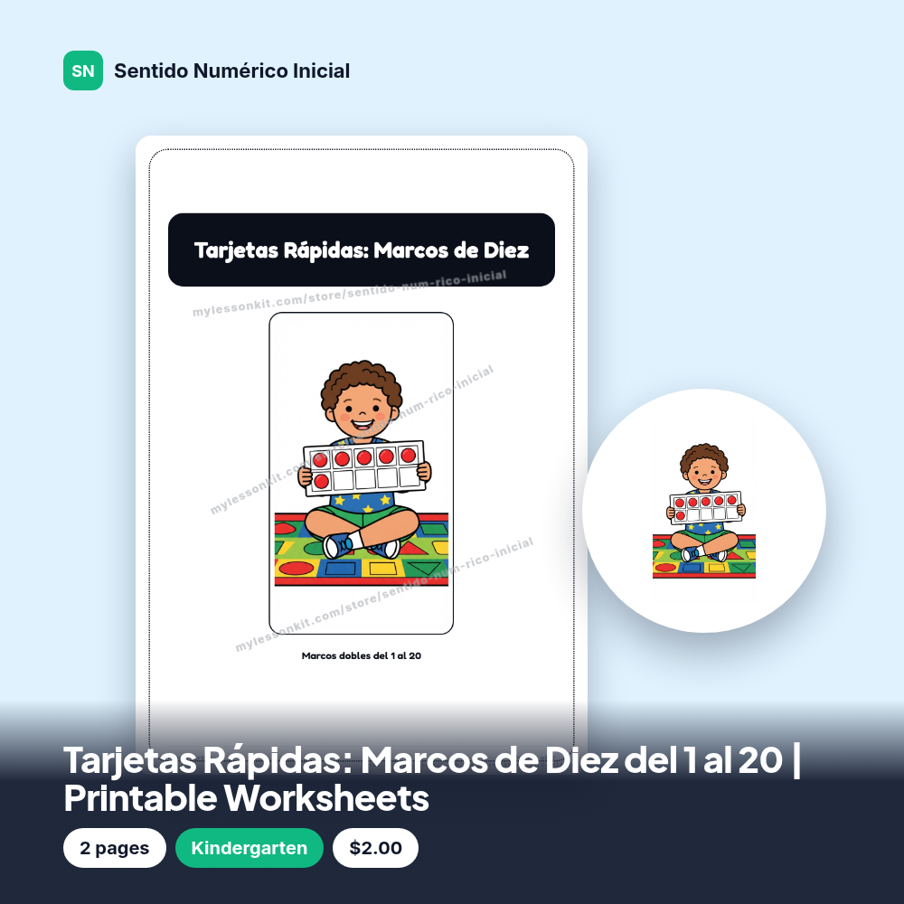 Tarjetas Rápidas: Marcos de Diez del 1 al 20 | Printable Worksheets